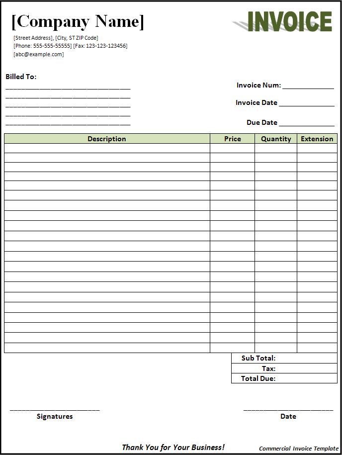 Billing Invoice Template Free Download Invoice Example