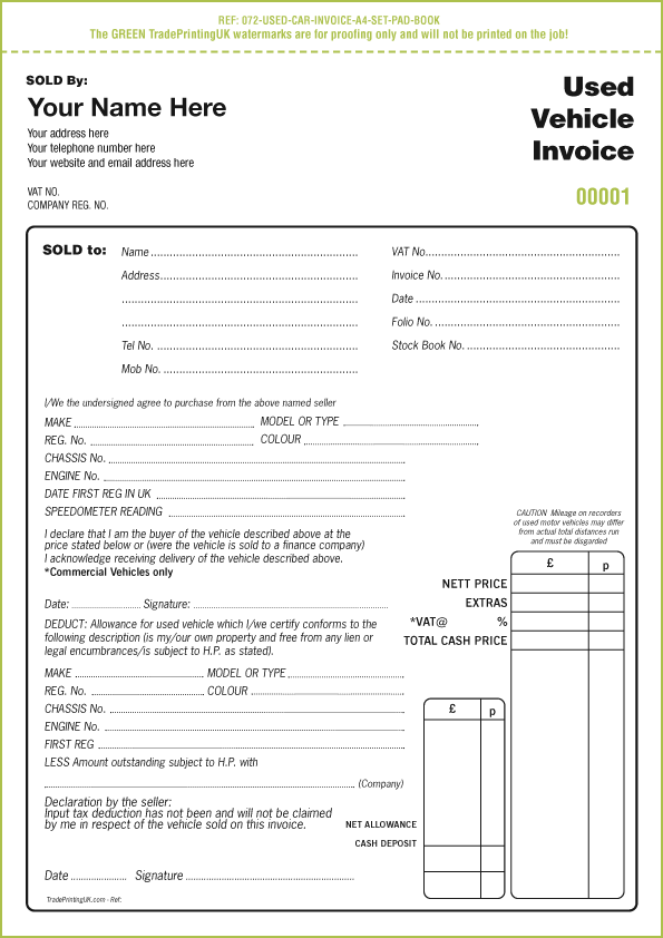 Car Sales Invoice Template Free Download Invoice Example