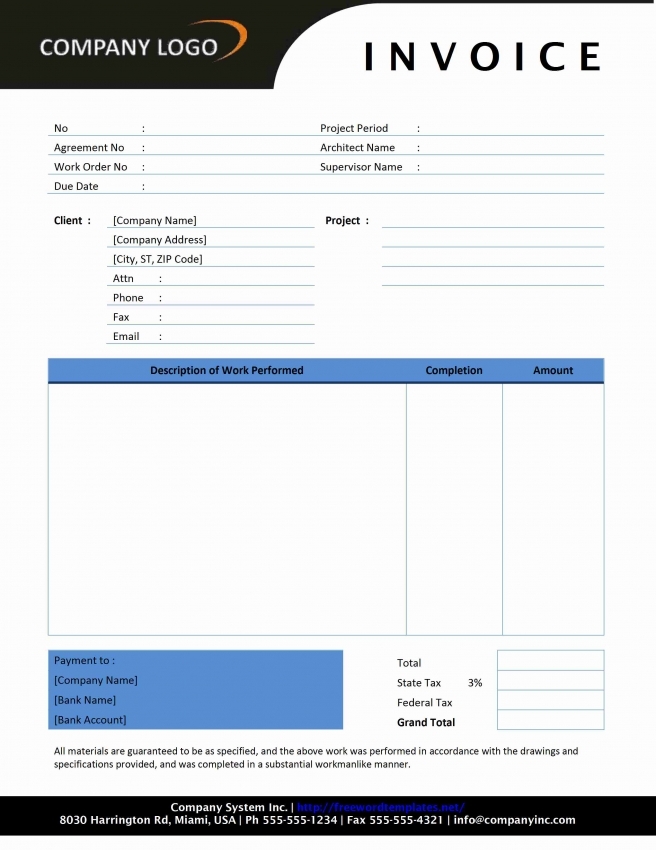 Contractor Invoice Template Excel Invoice Example