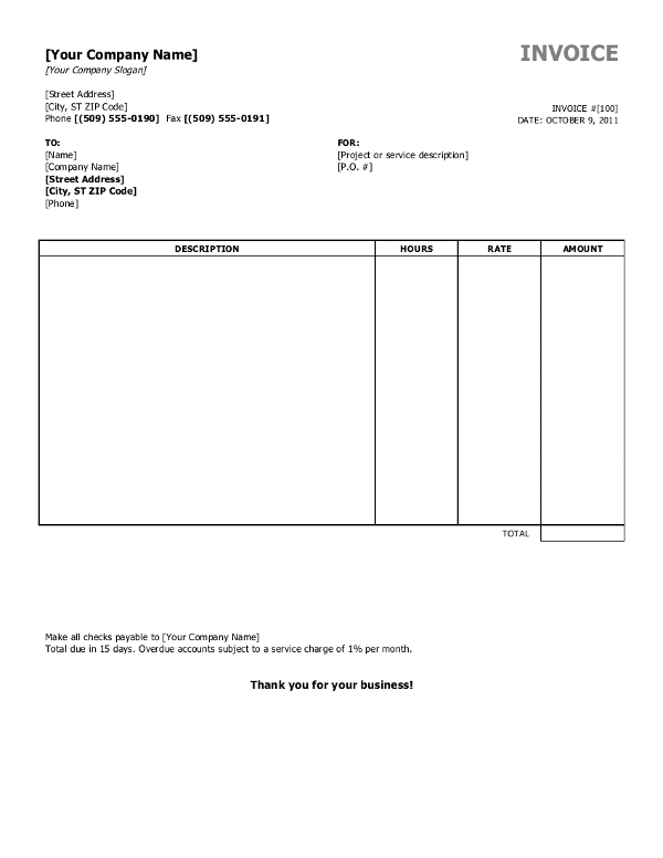 Editable Invoice Template Invoice Example