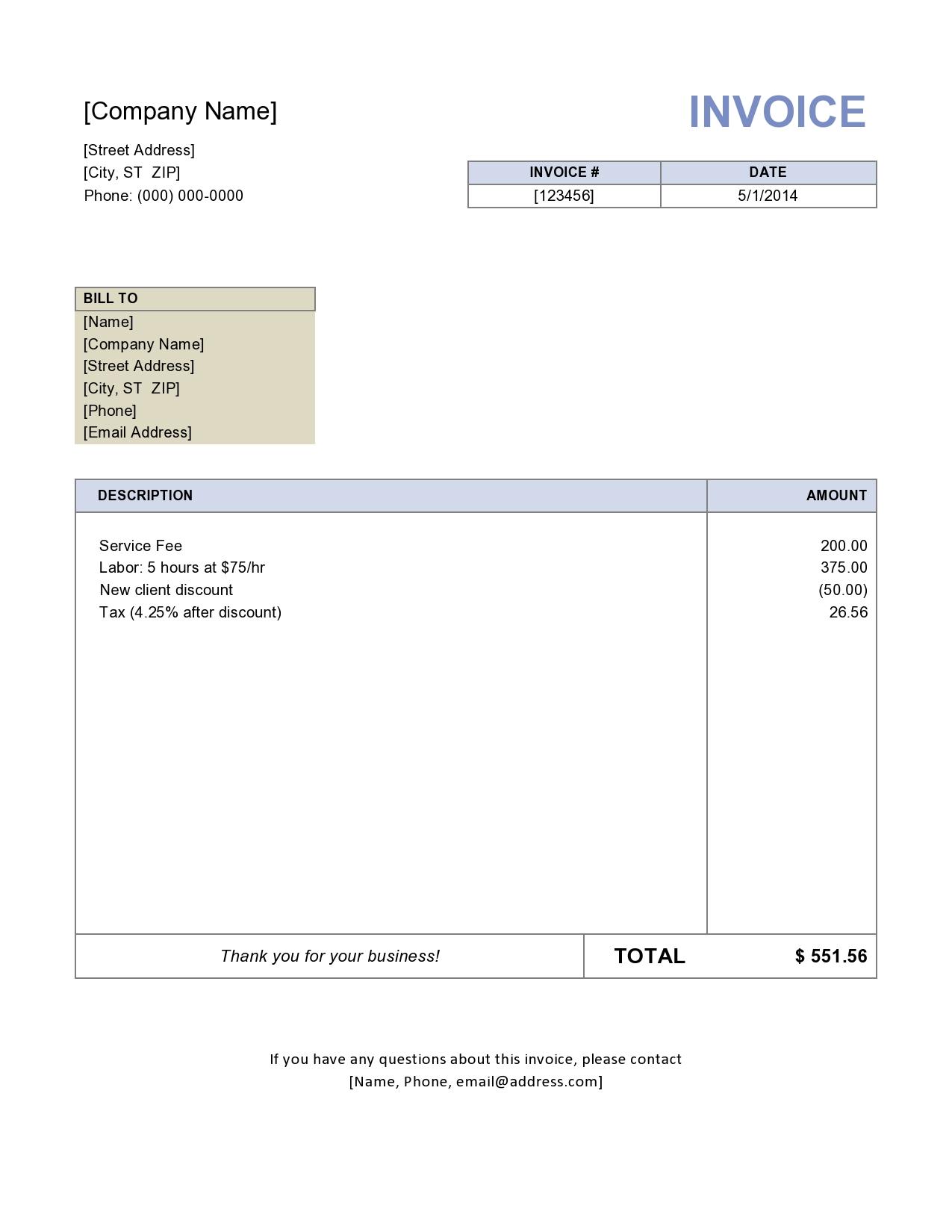independent contractor invoice sample