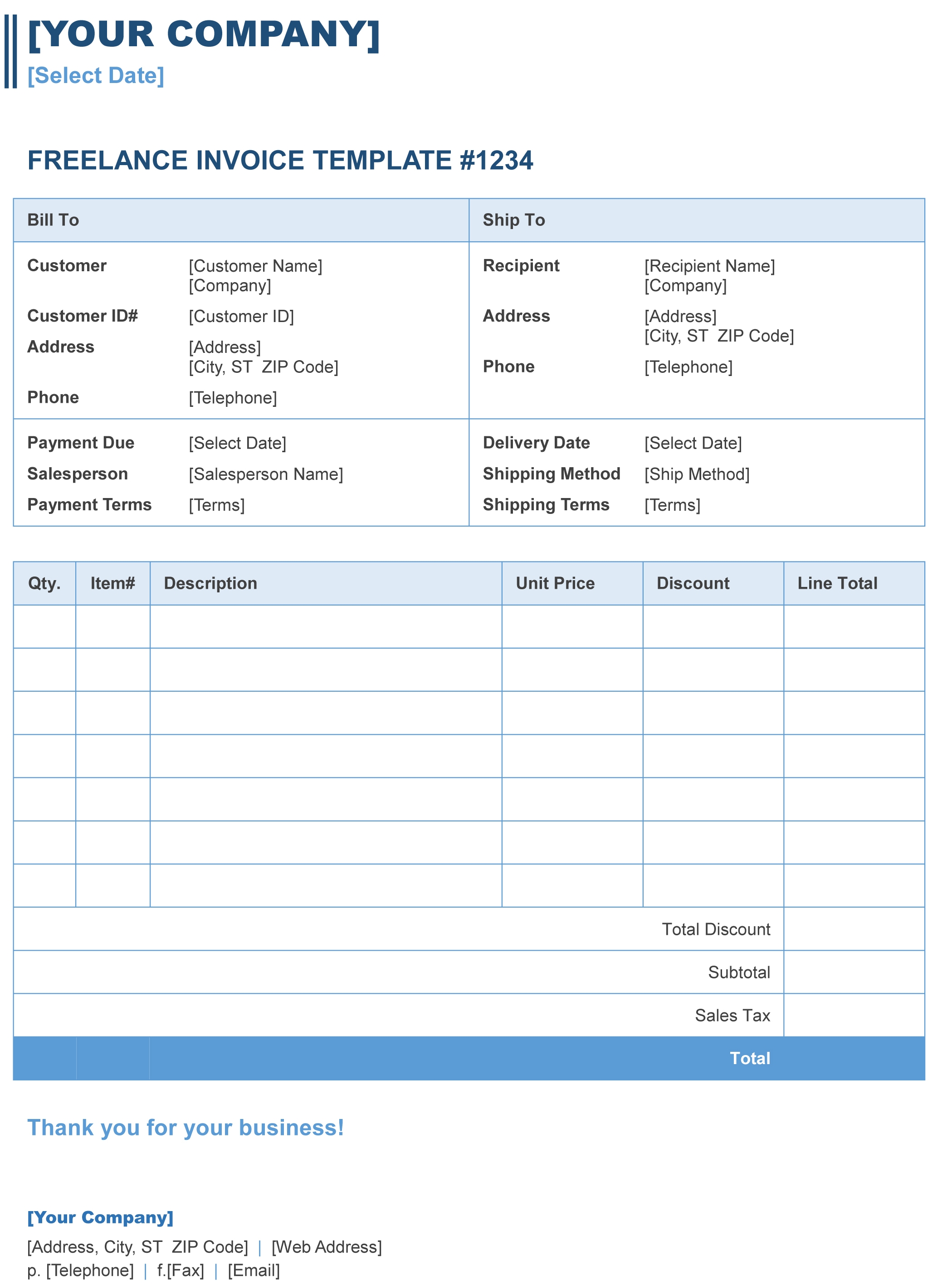 Freelance Invoice Template Free Invoice Example