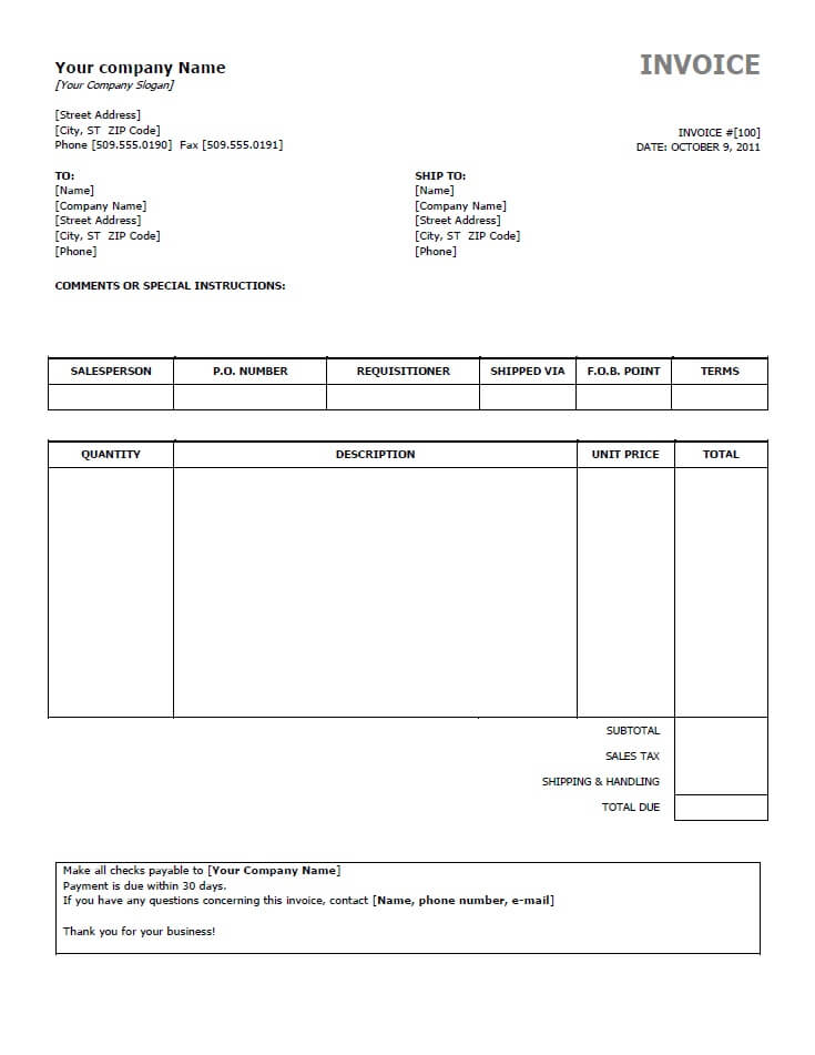 Freelance Invoice Template Invoice Example