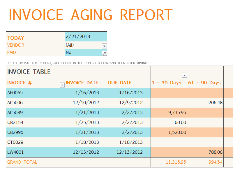 Aging Report Template