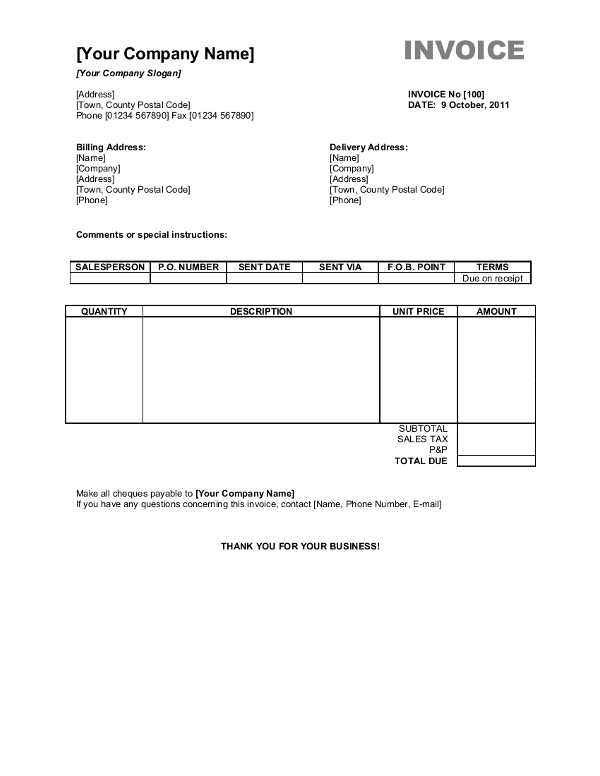 Invoice Format Word Invoice Example