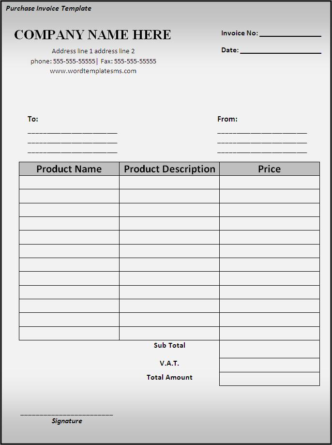 invoice format word template