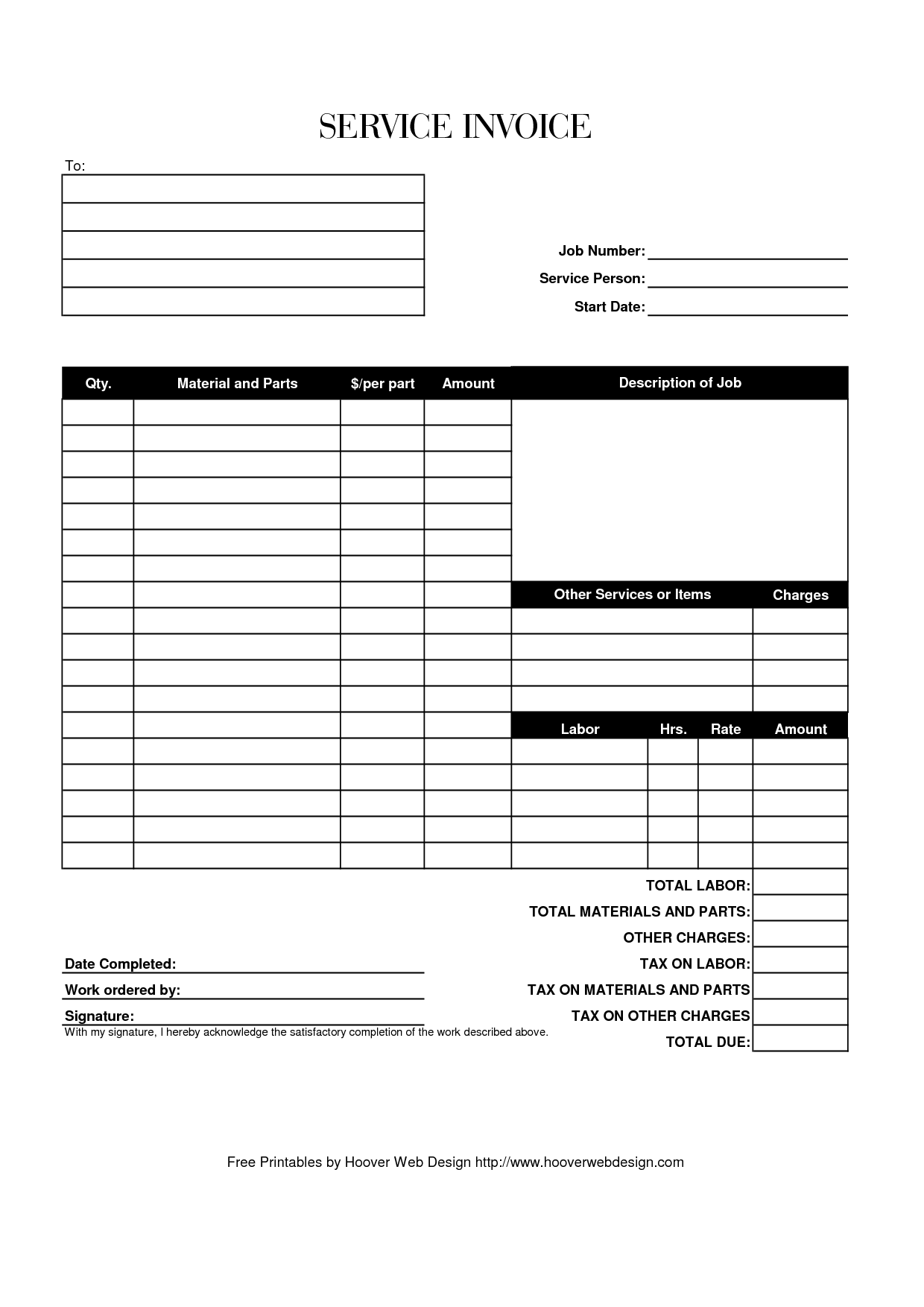 sample invoices to send to employer