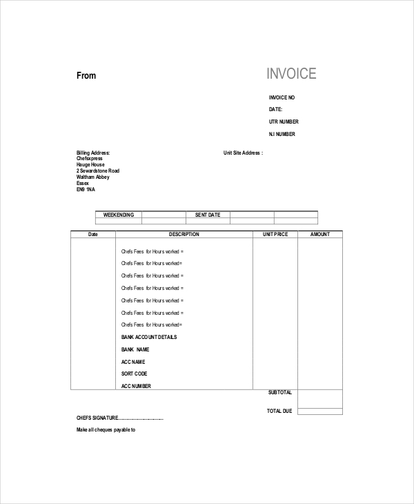 Self Employed Invoice Template Invoice Example