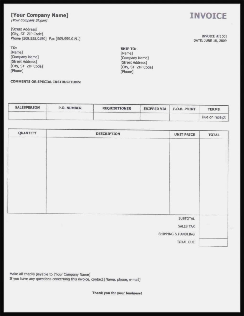 Self Employed Invoice Template Word Invoice Example