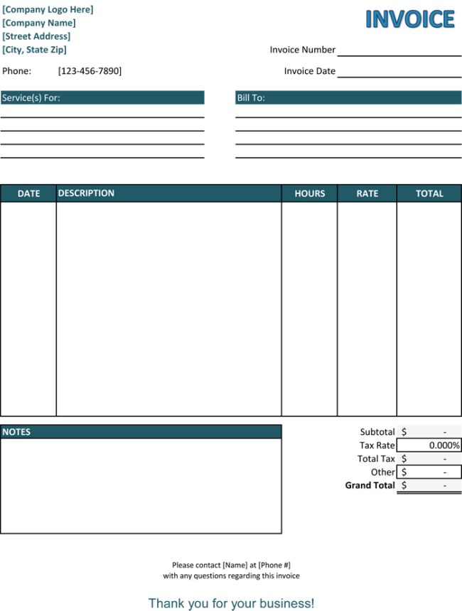 Blank Invoice Format In Excel Excel Templates