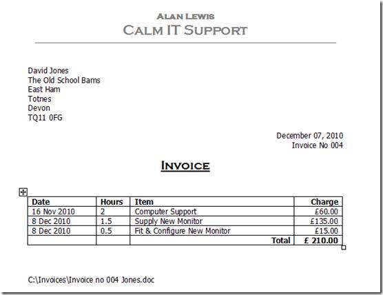 Simple Invoice Template Word Invoice Example