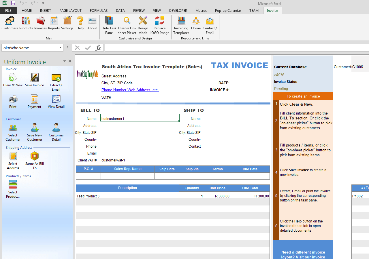 Tax Invoice Template South Africa Invoice Example