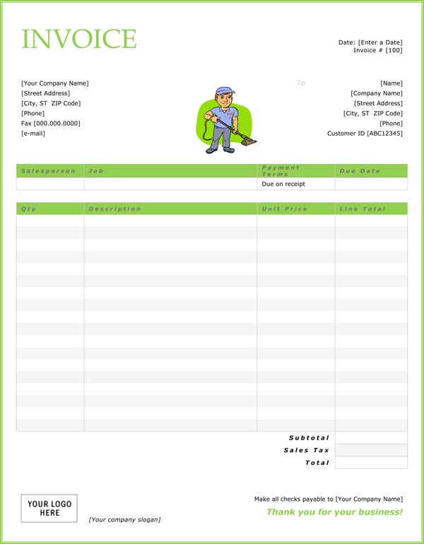 Cleaning Invoice Template Word Invoice Example