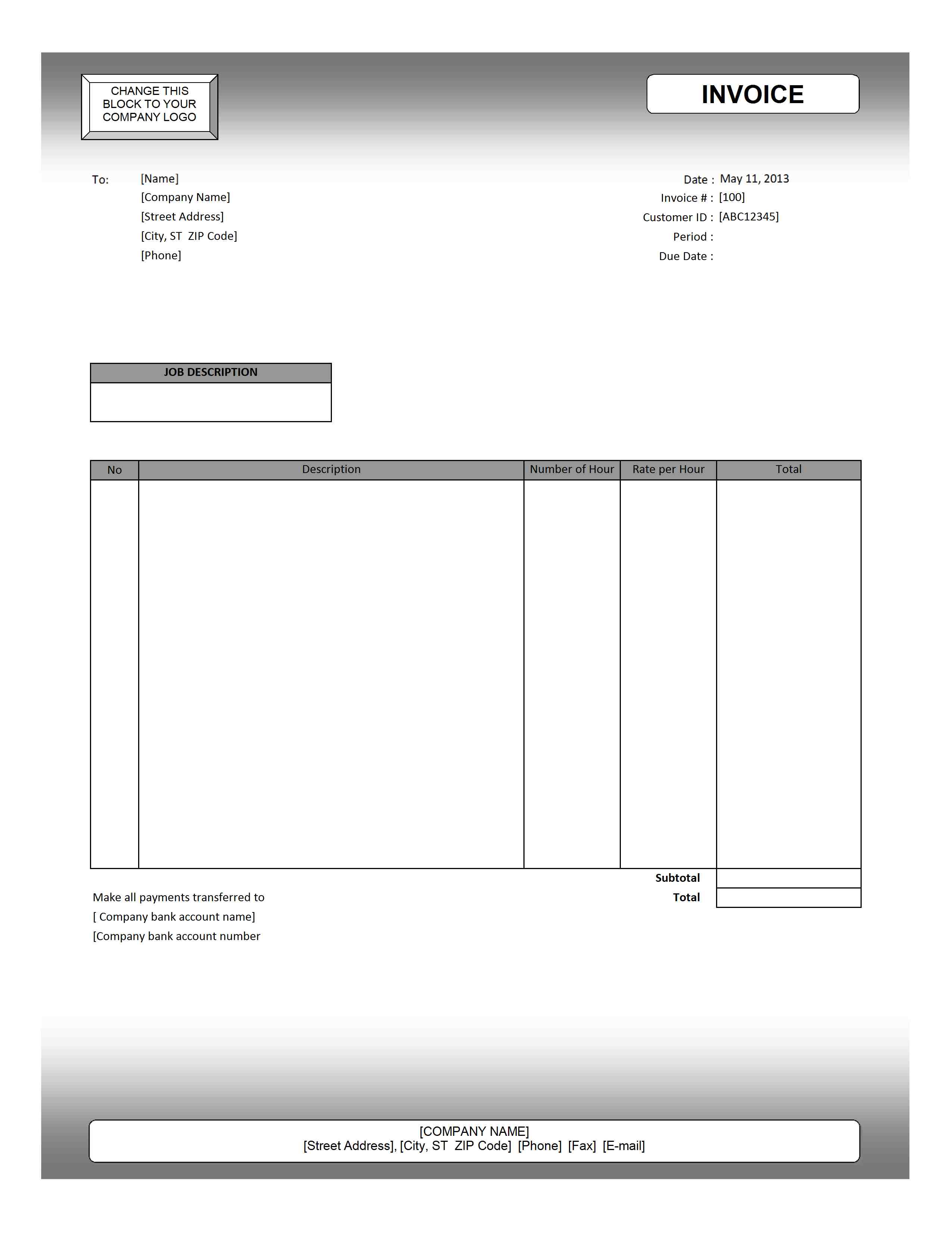 invoice simple template excel download