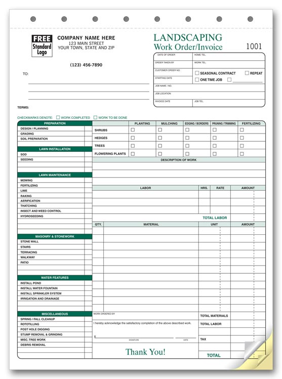 landscaping invoice template invoice example