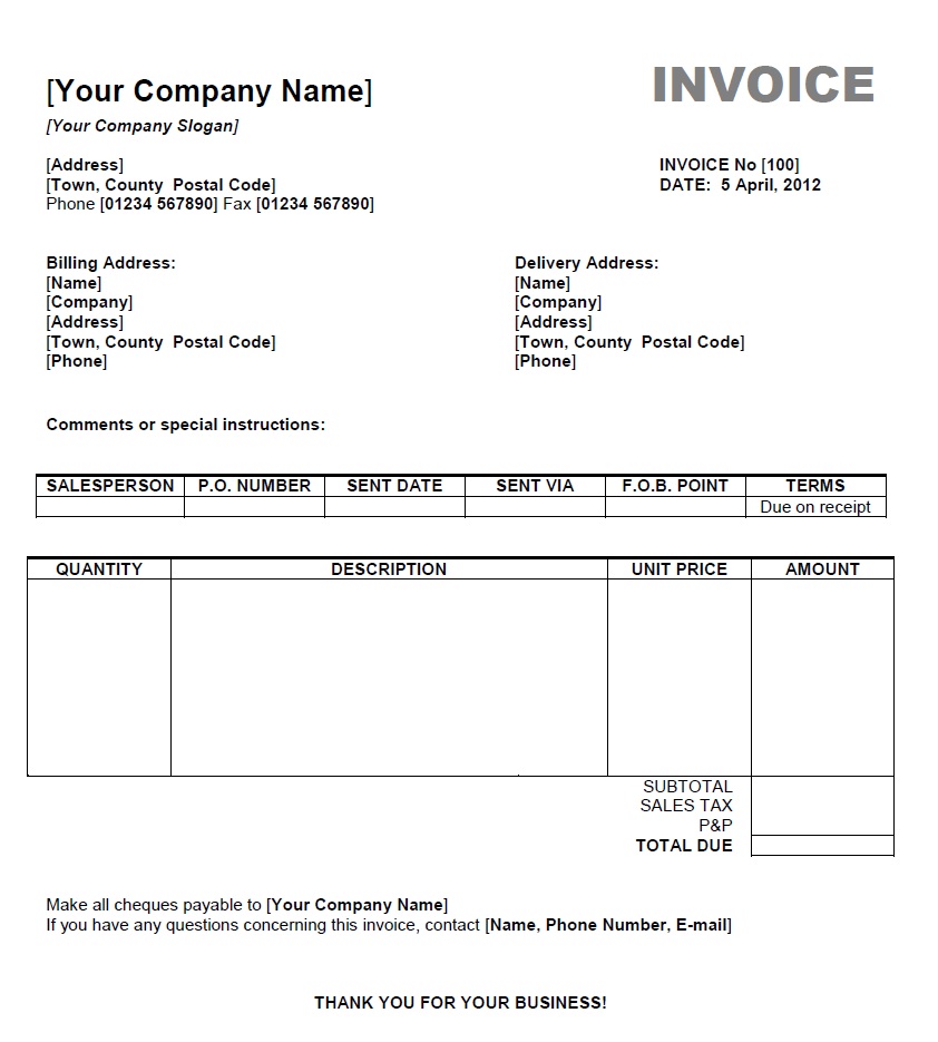 Word Invoice Template Mac Invoice Example